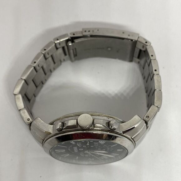 Fossil NDW1 Men's Silver Stainless Steel Analog Black Dial Quartz Watch UC63 - Picture 8 of 12